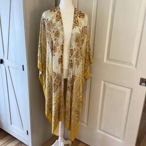 Time and Tru Paisley Kimono with Brown and Yellow Sz L/XL
